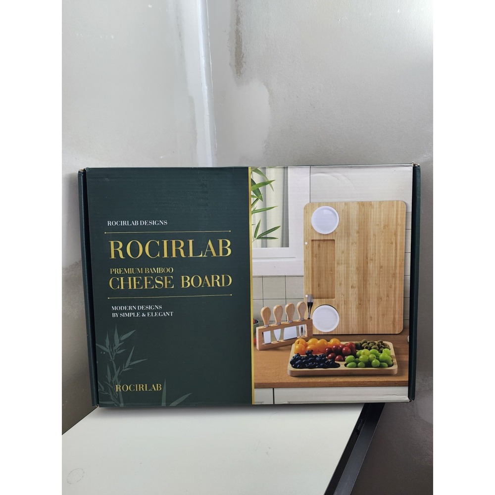 ROCIRLAB Premium Bamboo Charcuterie & Cheese Board‎ Set w/ Cutlery, Bowls NEW